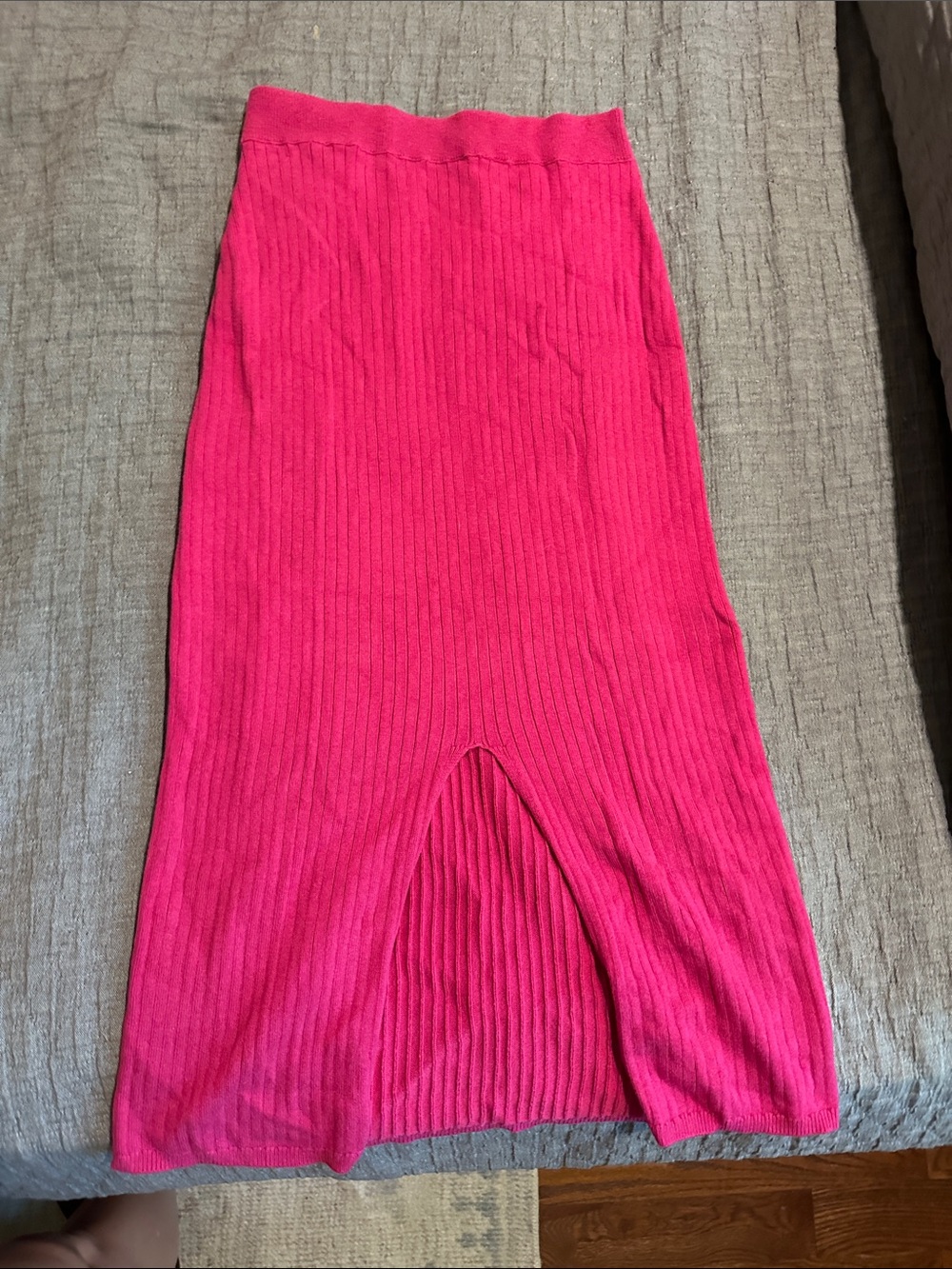 Free People Skyline Ribbed Midi Skirt in Hot Pink